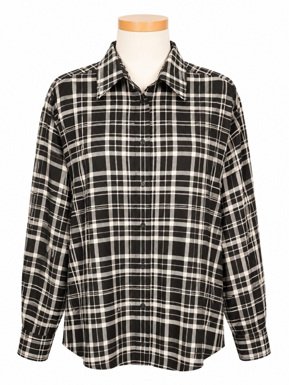 Lauren Ralph Lauren Women's Black Plaid Long Sleeve Button Down Shirt M Preppy